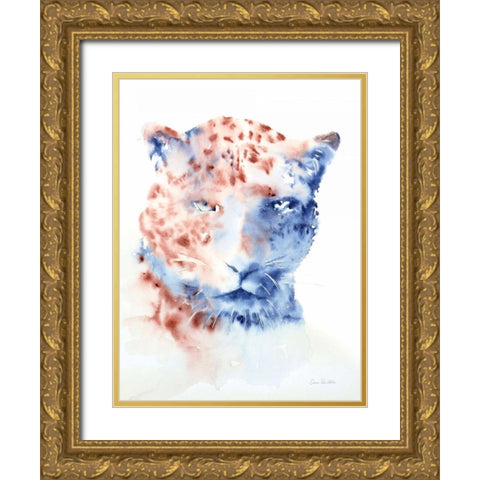 Copper and Blue Cheetah Gold Ornate Wood Framed Art Print with Double Matting by Valle, Aimee Del