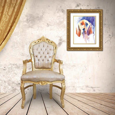Basset Hound Gold Ornate Wood Framed Art Print with Double Matting by Valle, Aimee Del