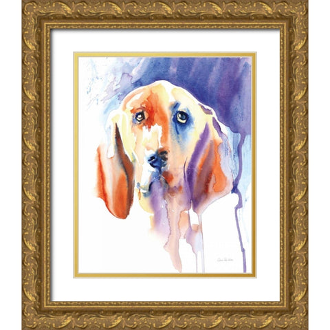 Basset Hound Gold Ornate Wood Framed Art Print with Double Matting by Valle, Aimee Del