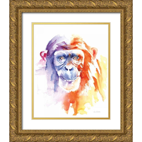 Chimpanzee II Gold Ornate Wood Framed Art Print with Double Matting by Valle, Aimee Del