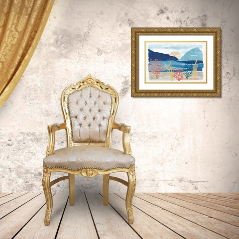 Coastal View I Gold Ornate Wood Framed Art Print with Double Matting by Charron, Veronique