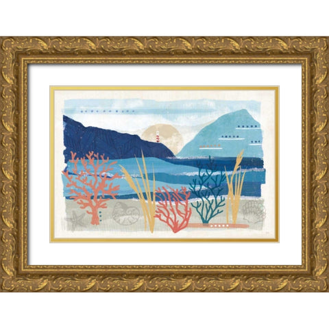 Coastal View I Gold Ornate Wood Framed Art Print with Double Matting by Charron, Veronique