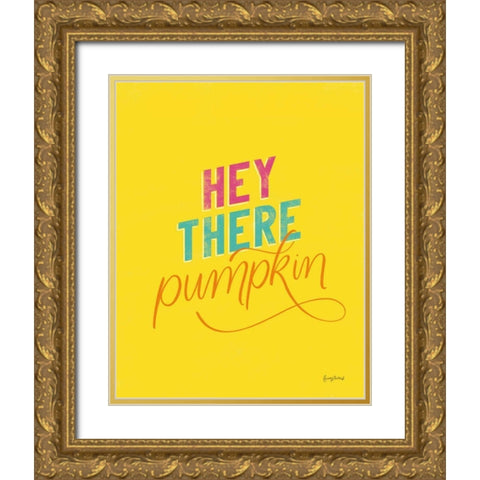 Autumn Sayings III Bright Gold Ornate Wood Framed Art Print with Double Matting by Thorns, Becky