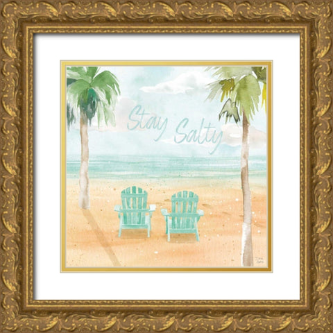 Surfs Up IV Gold Ornate Wood Framed Art Print with Double Matting by June, Dina