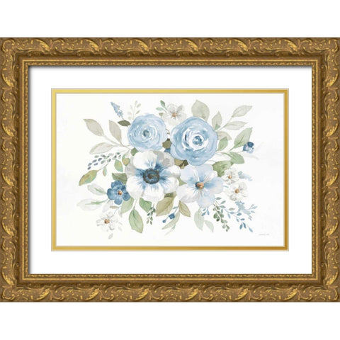 Essence of Spring I Blue Gold Ornate Wood Framed Art Print with Double Matting by Nai, Danhui