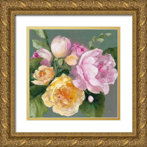 June Bouquet Gold Ornate Wood Framed Art Print with Double Matting by Purinton, Julia