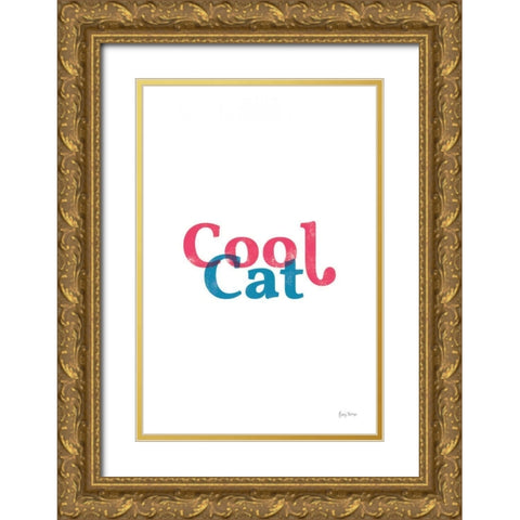Rainbow Cool Cat Gold Ornate Wood Framed Art Print with Double Matting by Thorns, Becky