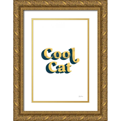 Rainbow Cool Cat Bold Gold Ornate Wood Framed Art Print with Double Matting by Thorns, Becky
