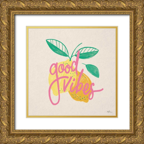 Good Vibes Lemons I Gold Ornate Wood Framed Art Print with Double Matting by Penner, Janelle