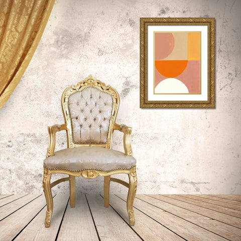 Retro Abstract V Bright Gold Ornate Wood Framed Art Print with Double Matting by Nai, Danhui