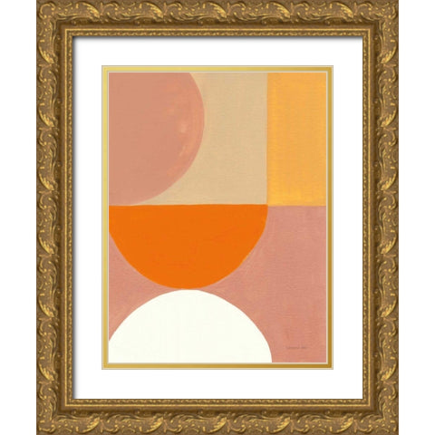 Retro Abstract V Bright Gold Ornate Wood Framed Art Print with Double Matting by Nai, Danhui