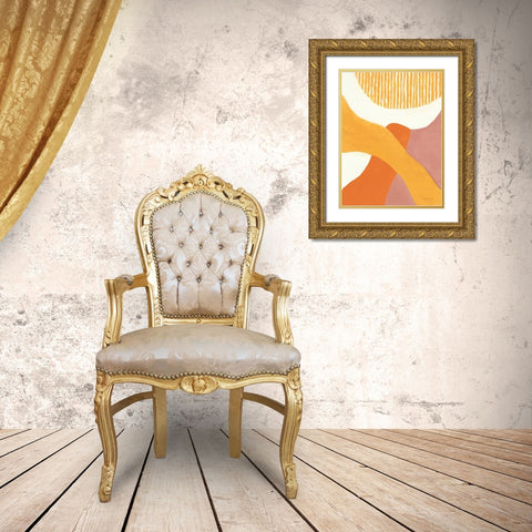 Retro Abstract VI Bright Gold Ornate Wood Framed Art Print with Double Matting by Nai, Danhui