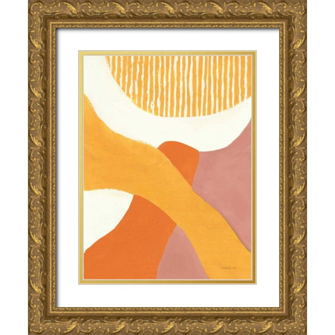 Retro Abstract VI Bright Gold Ornate Wood Framed Art Print with Double Matting by Nai, Danhui