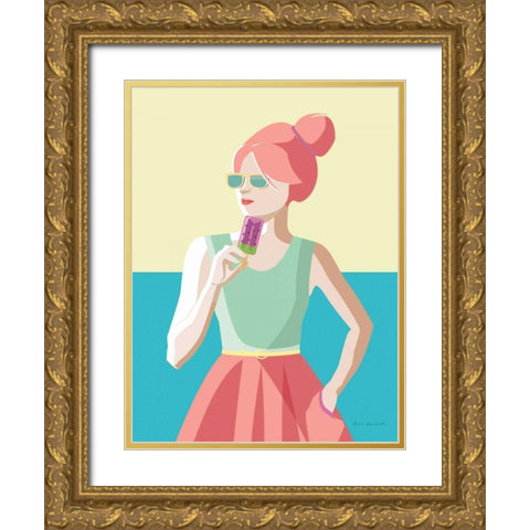 Summer Girl III Gold Ornate Wood Framed Art Print with Double Matting by Escalante, Omar