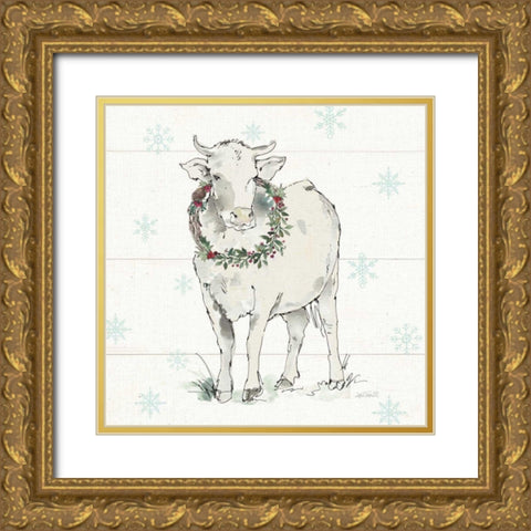 Modern Farmhouse X Christmas Sq Gold Ornate Wood Framed Art Print with Double Matting by Tavoletti, Anne