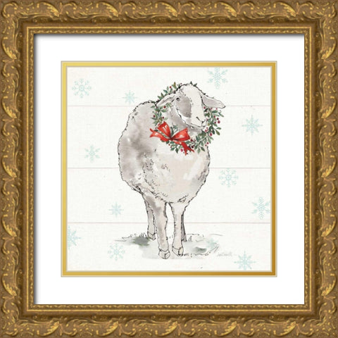 Modern Farmhouse XI Christmas Sq Gold Ornate Wood Framed Art Print with Double Matting by Tavoletti, Anne