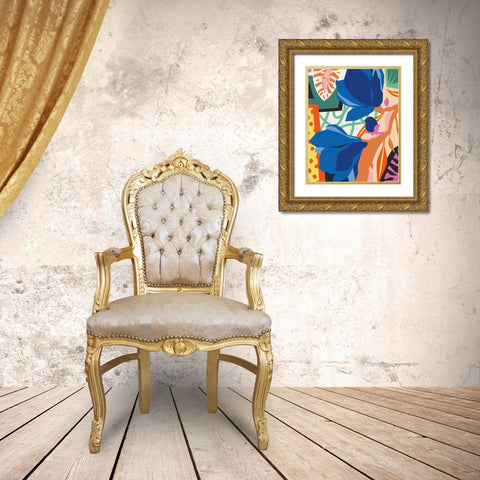 Blue Magnolia Gold Ornate Wood Framed Art Print with Double Matting by Gallagher, Megan