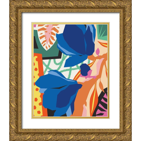Blue Magnolia Gold Ornate Wood Framed Art Print with Double Matting by Gallagher, Megan