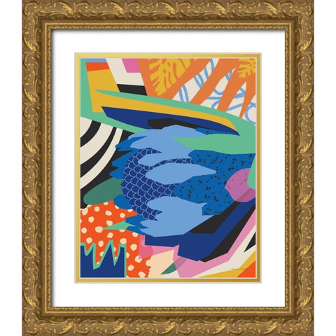 Blue Protea Gold Ornate Wood Framed Art Print with Double Matting by Gallagher, Megan