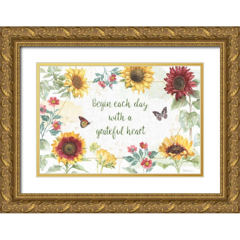 Sunflower Splendor I Gold Ornate Wood Framed Art Print with Double Matting by Grove, Beth