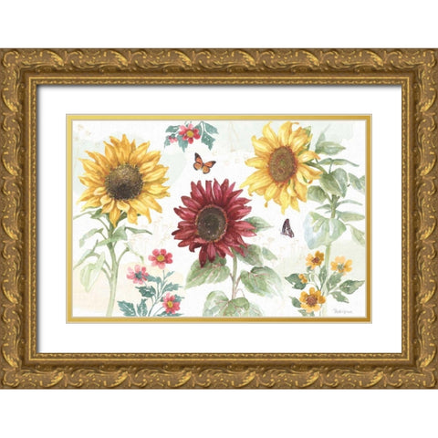 Sunflower Splendor IV Gold Ornate Wood Framed Art Print with Double Matting by Grove, Beth