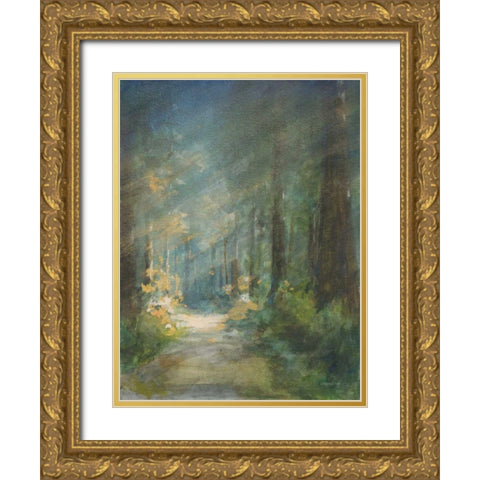 Sun Soaked Redwoods Gold Ornate Wood Framed Art Print with Double Matting by Nai, Danhui