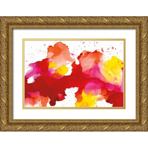 Spatter Gold Ornate Wood Framed Art Print with Double Matting by Paschke, Chris