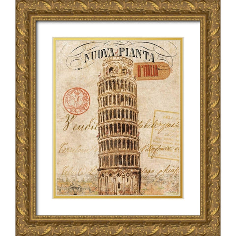 Letter from Pisa Gold Ornate Wood Framed Art Print with Double Matting by Wild Apple Portfolio