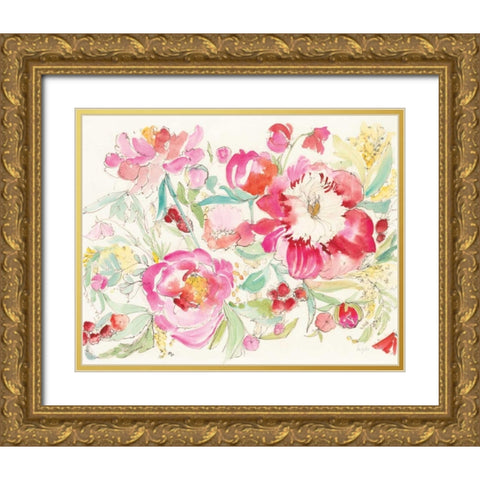 Raspberry Picking Gold Ornate Wood Framed Art Print with Double Matting by Rice, Kristy