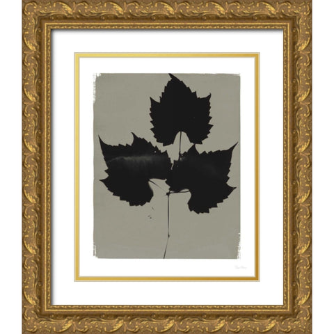 Nature by the Lake Leaves I Gray Gold Ornate Wood Framed Art Print with Double Matting by Rhue, Piper