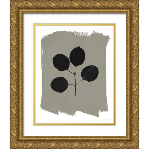 Nature by the Lake Leaves II Gray Gold Ornate Wood Framed Art Print with Double Matting by Rhue, Piper