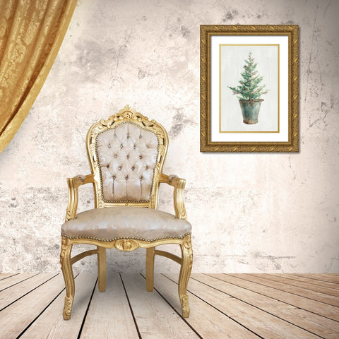 White and Bright Christmas Tree I Gold Ornate Wood Framed Art Print with Double Matting by Nai, Danhui