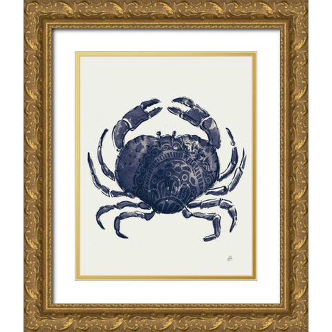 Ocean Finds II Navy Gold Ornate Wood Framed Art Print with Double Matting by Brissonnet, Daphne