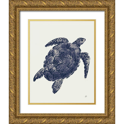 Ocean Finds IV Navy Gold Ornate Wood Framed Art Print with Double Matting by Brissonnet, Daphne