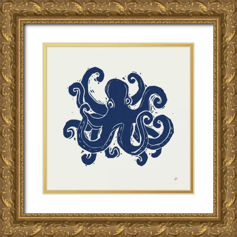 Primitive Sea IV Navy Gold Ornate Wood Framed Art Print with Double Matting by Brissonnet, Daphne