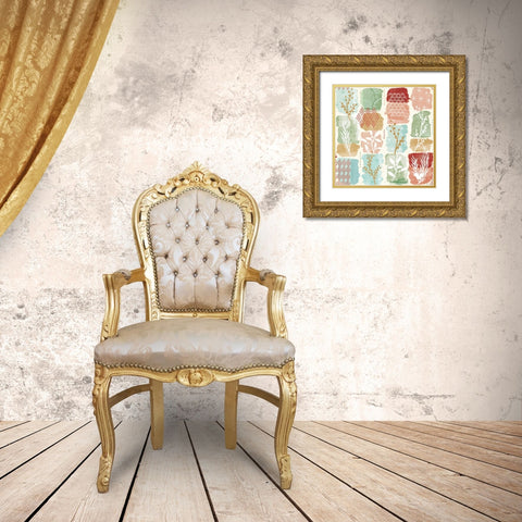 Holiday Flair Pattern III Gold Ornate Wood Framed Art Print with Double Matting by Charron, Veronique