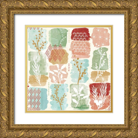 Holiday Flair Pattern III Gold Ornate Wood Framed Art Print with Double Matting by Charron, Veronique