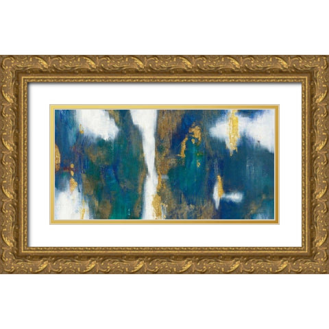 Blue Texture I Gold Crop Gold Ornate Wood Framed Art Print with Double Matting by Nai, Danhui