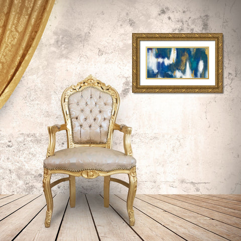 Blue Texture II Gold Crop Gold Ornate Wood Framed Art Print with Double Matting by Nai, Danhui