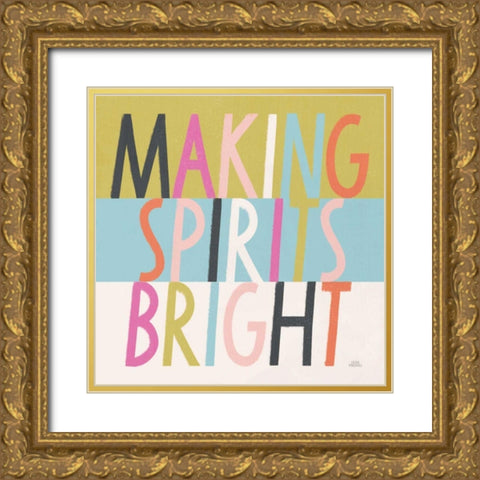 Bright Christmas Wishes I Gold Ornate Wood Framed Art Print with Double Matting by Marshall, Laura