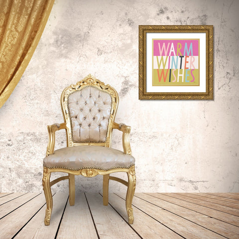 Bright Christmas Wishes IV Gold Ornate Wood Framed Art Print with Double Matting by Marshall, Laura