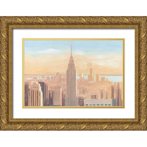 Manhattan Dawn Gold Ornate Wood Framed Art Print with Double Matting by Wiens, James