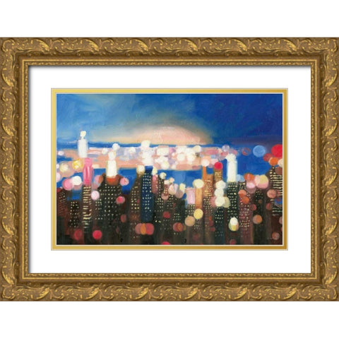 City Lights Gold Ornate Wood Framed Art Print with Double Matting by Wiens, James