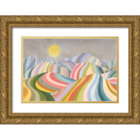 The Hills Roll On Gold Ornate Wood Framed Art Print with Double Matting by Nai, Danhui