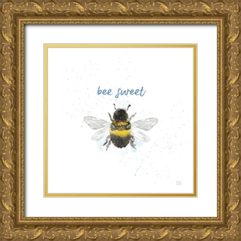 Bee Harmony VI White Gold Ornate Wood Framed Art Print with Double Matting by June, Dina
