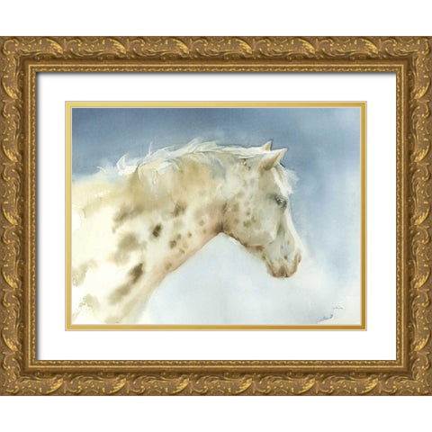 Dapple Gray Horse Gold Ornate Wood Framed Art Print with Double Matting by Pete, Katrina