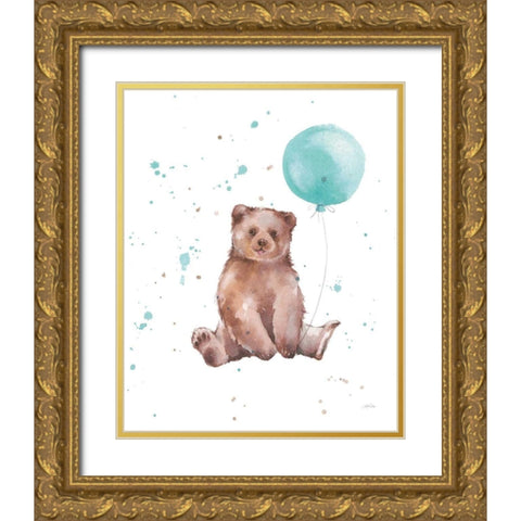 Festive Bear Gold Ornate Wood Framed Art Print with Double Matting by Pete, Katrina