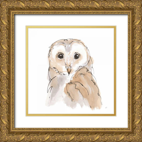 Barn Owl II Gold Ornate Wood Framed Art Print with Double Matting by Paschke, Chris