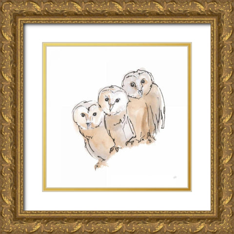 Barn Owl III Gold Ornate Wood Framed Art Print with Double Matting by Paschke, Chris