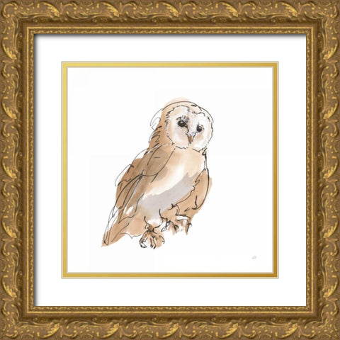 Barn Owl IV Gold Ornate Wood Framed Art Print with Double Matting by Paschke, Chris